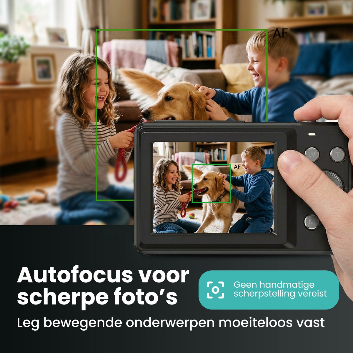 Kiekz Digitale Camera 64MP - Fotocamera Full HD - Compact Camera - Fototoestel - Autofocus - Ideaal voor Kinderen en Beginners - Inclusief 32GB SD Kaart - Zwart – foto 2