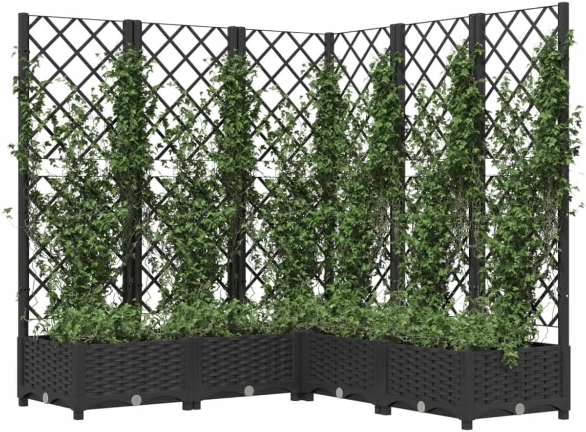 Bloembak met Trellis - Tuin & Balkon - Zwart PP - 120x120x121,5 cm