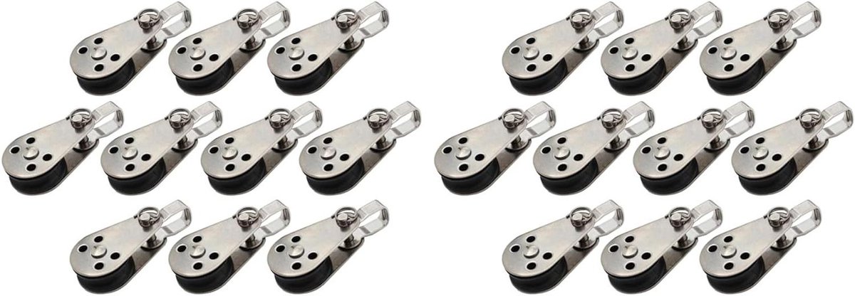 Boot Katrol Blokken - Touw Trolley Kit - Kajak Accessoires - Roestvrij Staal 316 - 25mm Nylon - Zilver Zwart