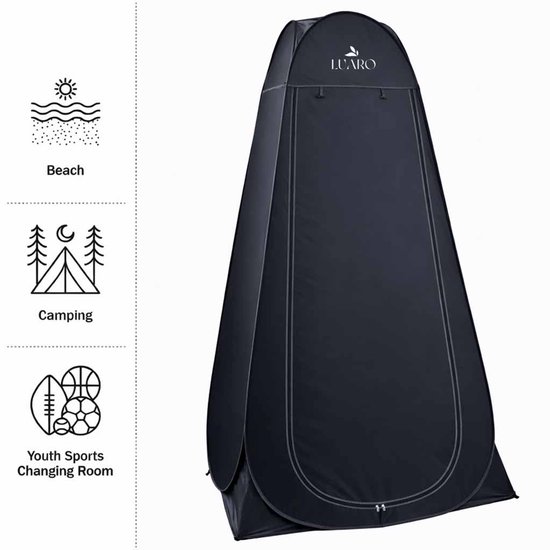 Douchetent Pop Up - 115 x 115 x 190 cm - Omkleedtent en Toilettent voor Camping Strand en Festival - Polyester - Zwart — afbeelding 5