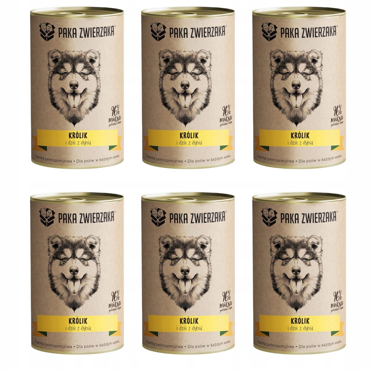 Paka zwierzaka Paka Zwierzaka - Królik en Dzik Natvoer - Graanvrij - Hipoallergeen - 6x400g