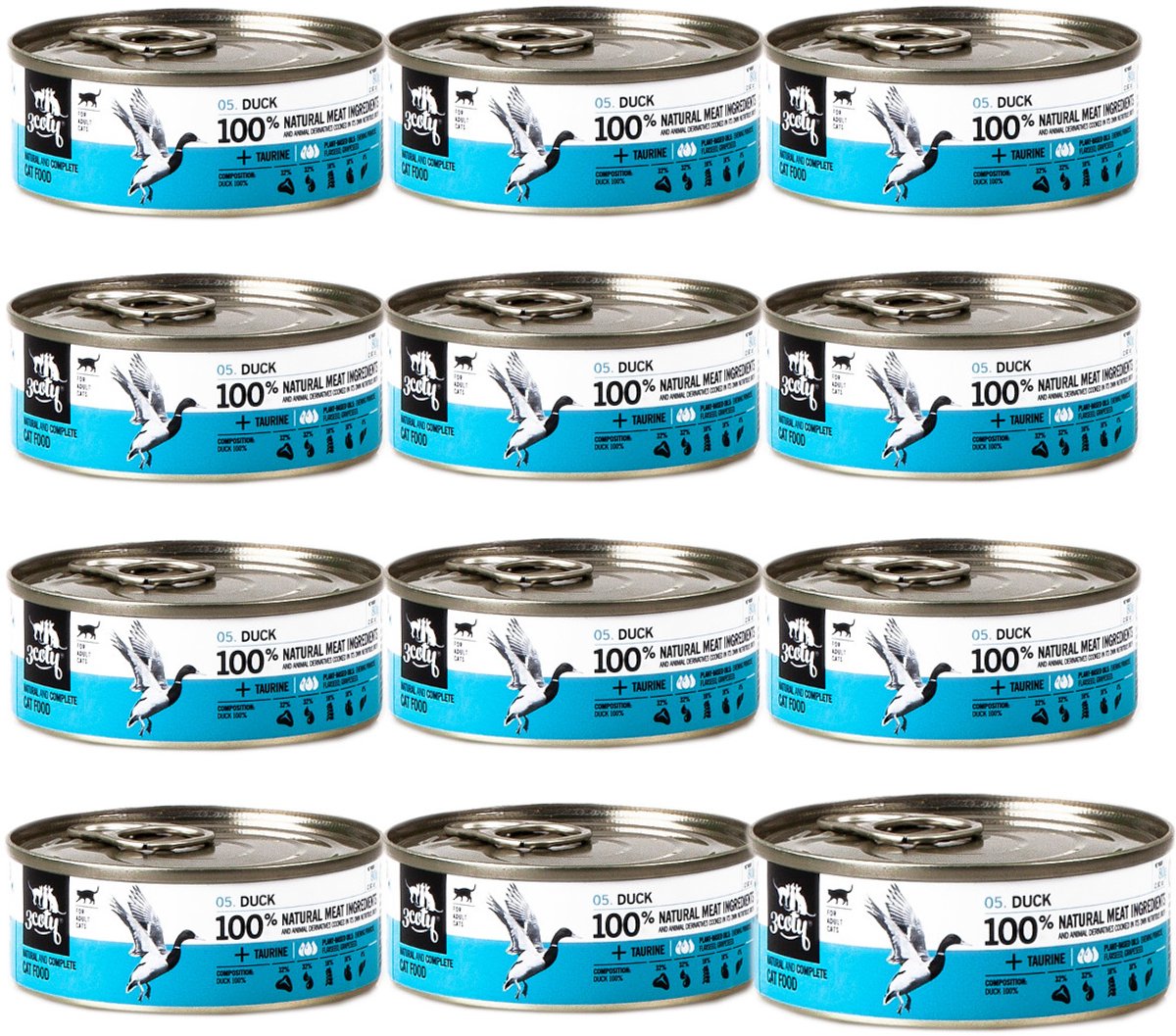 3COTY 3coty - Premium Natvoer Kaczka - 12x80g - Volledig Diervoeder