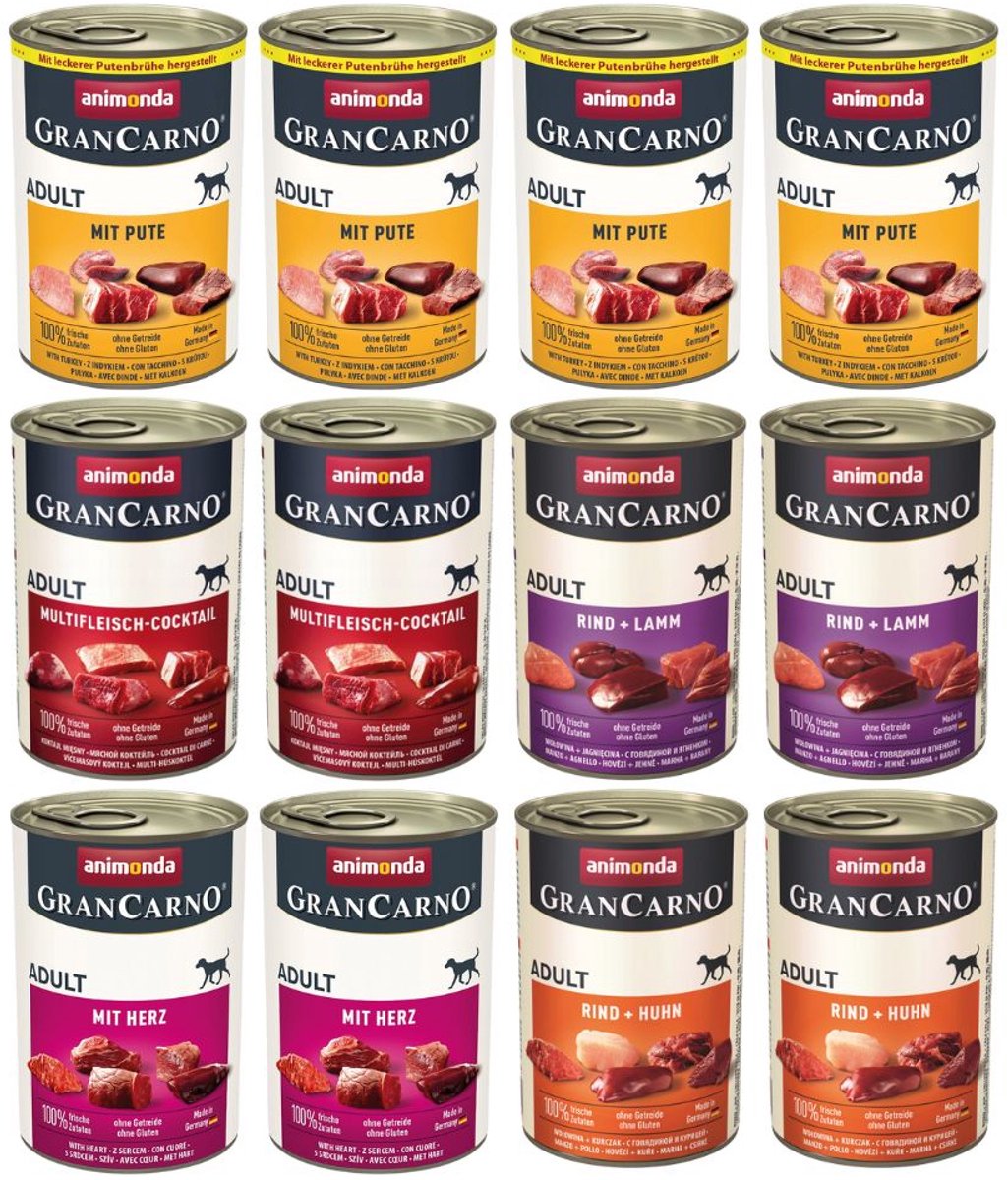 Animonda Animonda Grancarno - Honden Natvoer - Mix Smaken - 12x400g