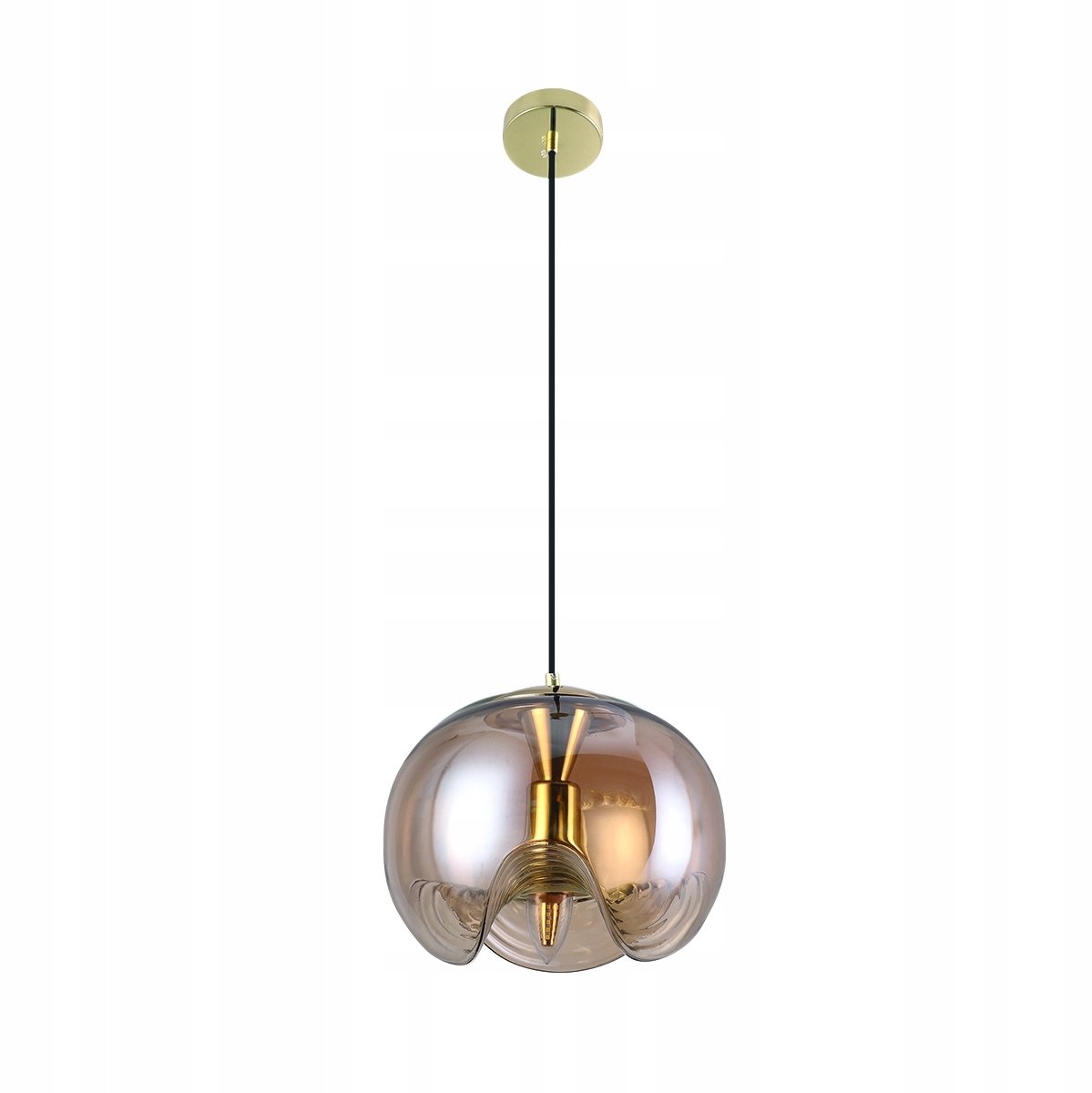 CINDY hanglamp amber glas, Ø 25 cm, E27, goud