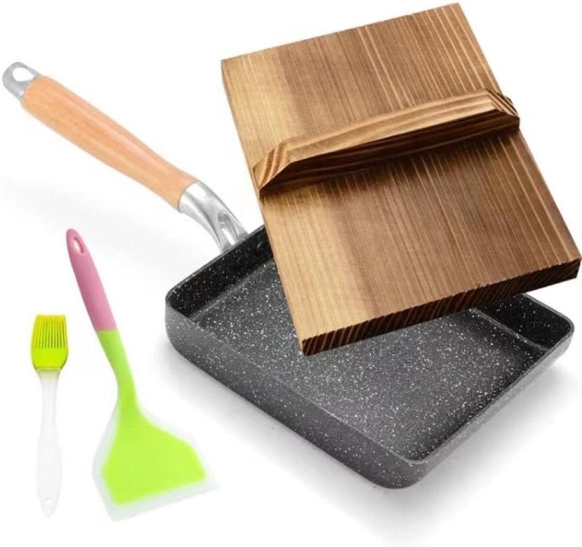 Japanse koekenpan - Omeletpan - Ontbijt Bereiden - Schuine zijden ontwerp - 15.5 x 18.5 cm - Roze
