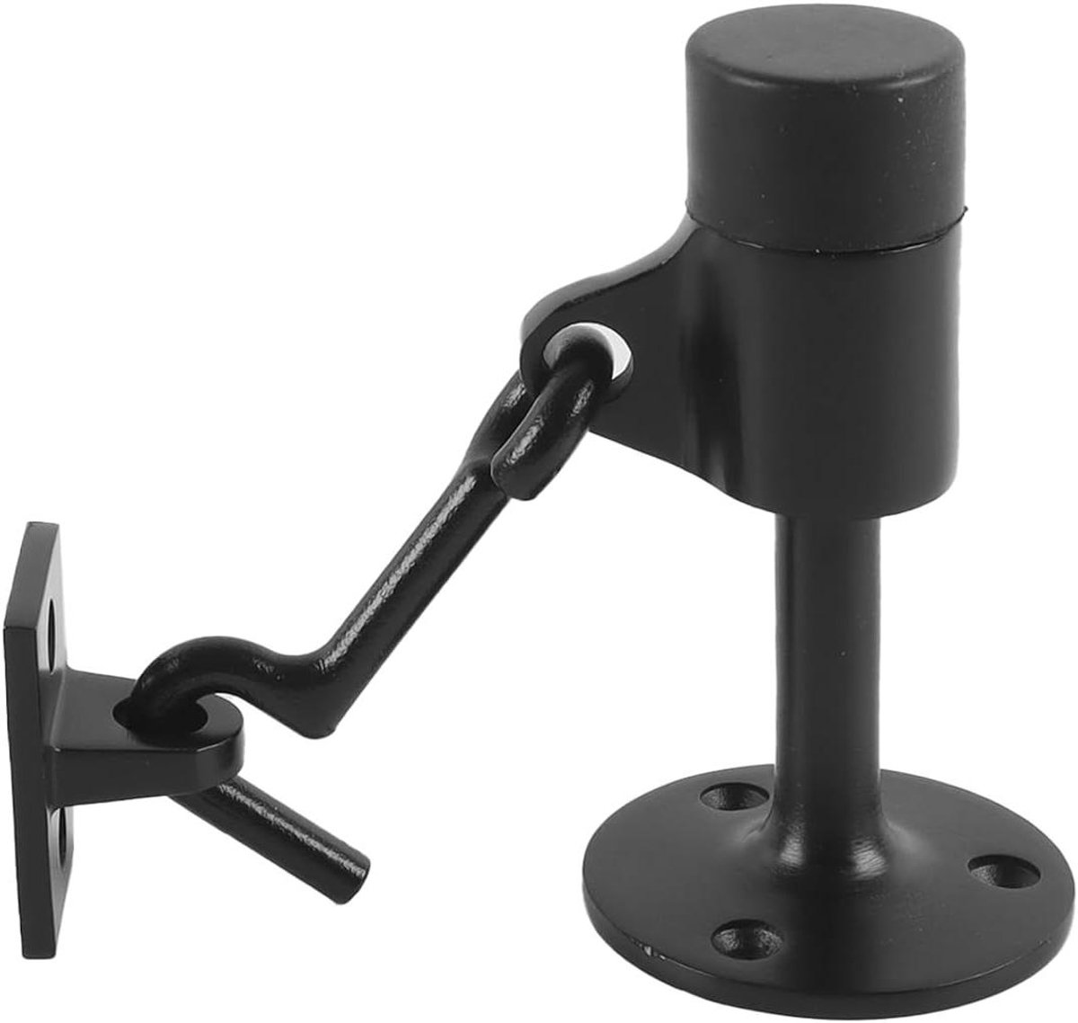 Deurstopper Haak - Deurhouder - Bescherming Deur - 2-in-1 Functie - 90 mm - Zwart