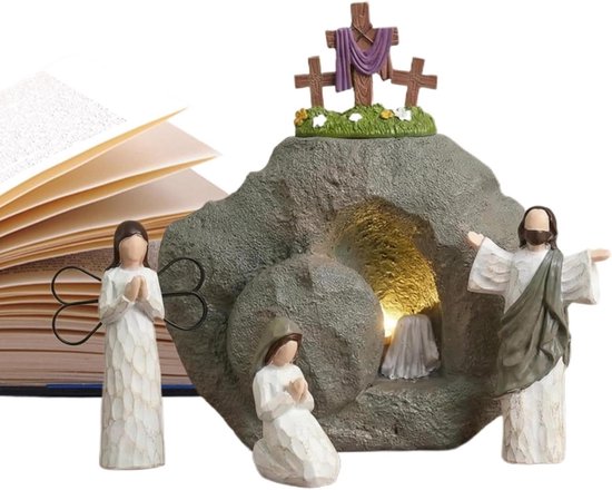 Christelijke Kerststal Set - Heilige Week Sculptuur - Religieuze Decoratie - Gedetailleerd Hars Ontwerp - 17x17x6cm - Niet gespecificeerd