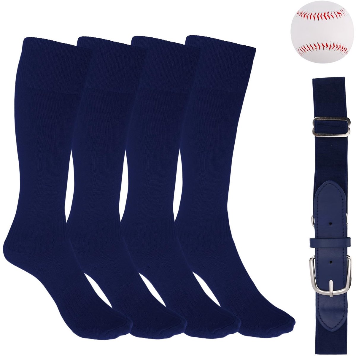 Dailygoods- Honkbalsokken Complete Set - 2 Paar Honkbalsokken - Verstelbare Honkbalriem - Honkbal - Kinder Softbalsokken - 98% Polyester - Jeugd Honkbalset