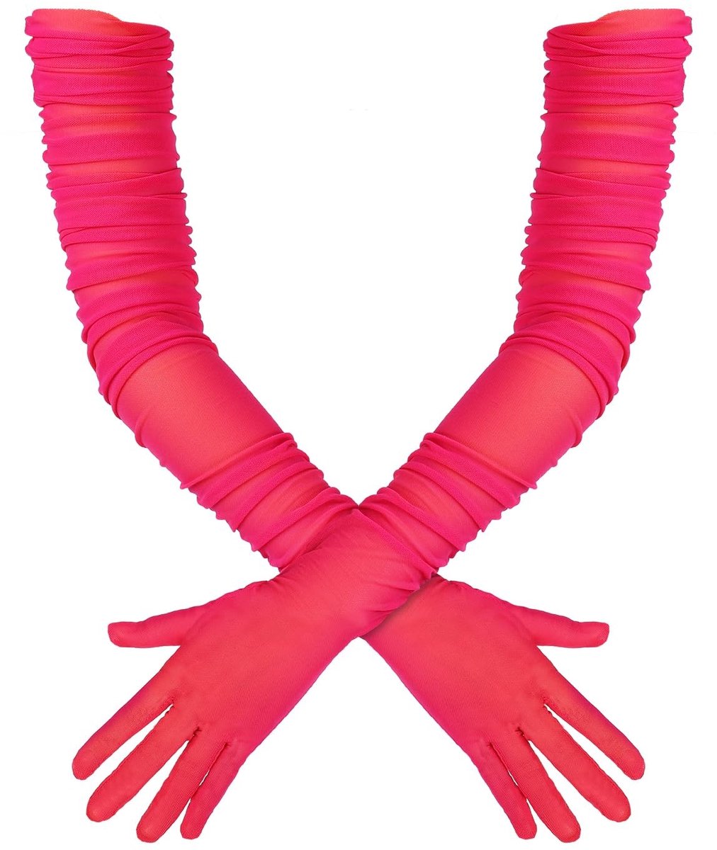 Dailygoods- Handschoenen Dames Lange Sexy - Transparante Handschoenen - Spandex/Mesh - 50-100 cm - Geschikt voor de meeste vrouwen - Perfect voor kostuumfeest - Operahandschoenen