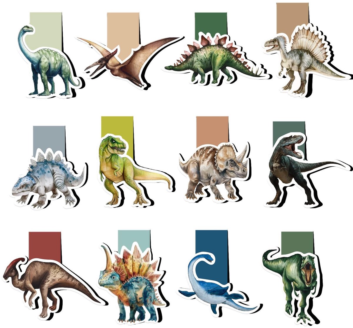 Dailygoods- Boekenleggers Magnetisch 12 Stuks - Dinosaurus Design - Verjaardagscadeau - School - Lezen - Duurzaam Materiaal - Bladwijzers