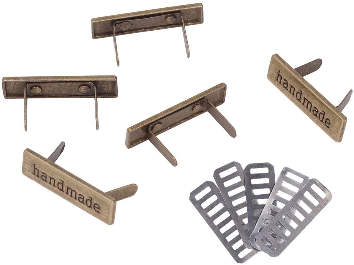 Dailygoods- Gehaakte Tag Metaal - 5 Sets - Zinklegering - Retro Decoratie - Handgemaakt - Geschikt voor Kleding/Tassen - Metalen Label