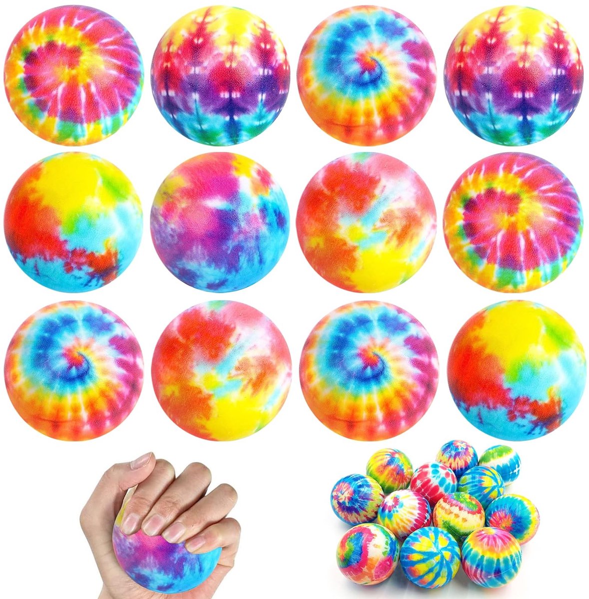 Dailygoods- Schuimballen 12 stuks - Stressballen voor kinderen/volwassenen - Antistress speelgoed - Kneedballen - Zacht/comfortabel - Vermindert stress