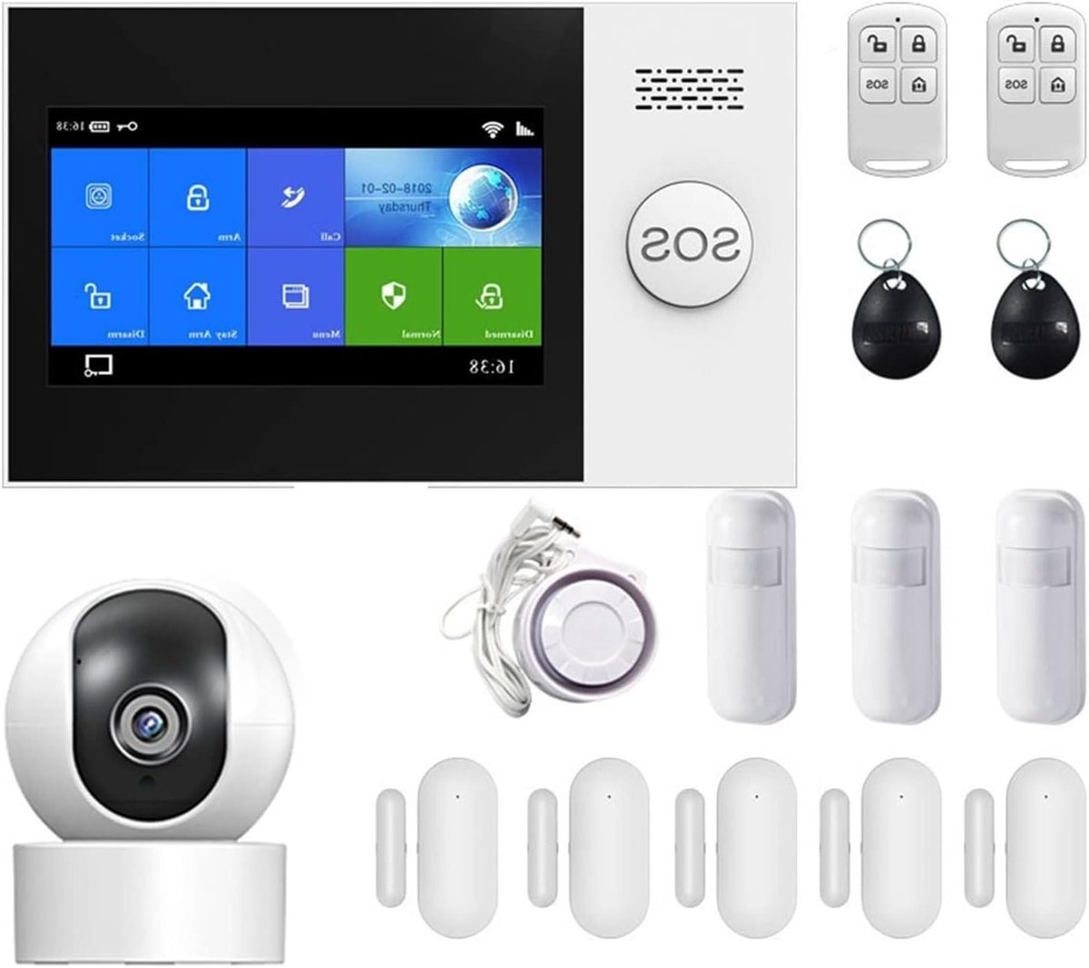 Smart Alarm Kit - App Controle - Huis Beveiligen - Wifi GSM GPRS - 4.3 Inch Scherm - Zwart