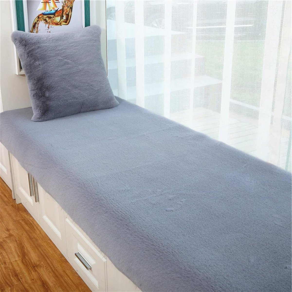 Erker Zitkussen - Vensterbank Kussen - Comfortabel Zitten - Antislip Onderkant - 80x210cm - Grijs