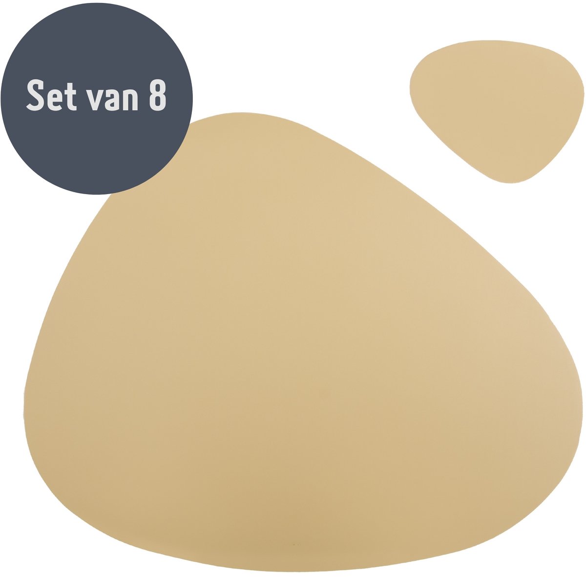 Krumble Placemat en onderzetter - 8 stuks - Design placemat set met onderzetter - PU leer - Goud