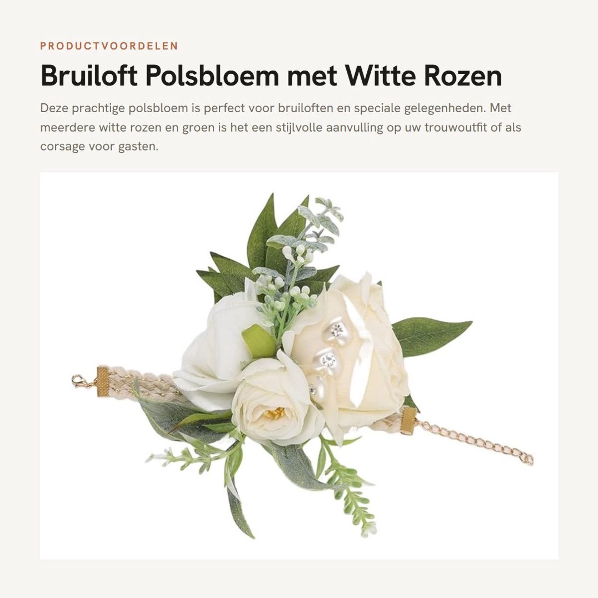 Dailygoods- Polsbloem Meerdere Witte Rozen - Corsages Bruiloft - Polscorsages - Feestpolsbloem - Huwelijksfotografie - Elegant Uiterlijk - Corsage