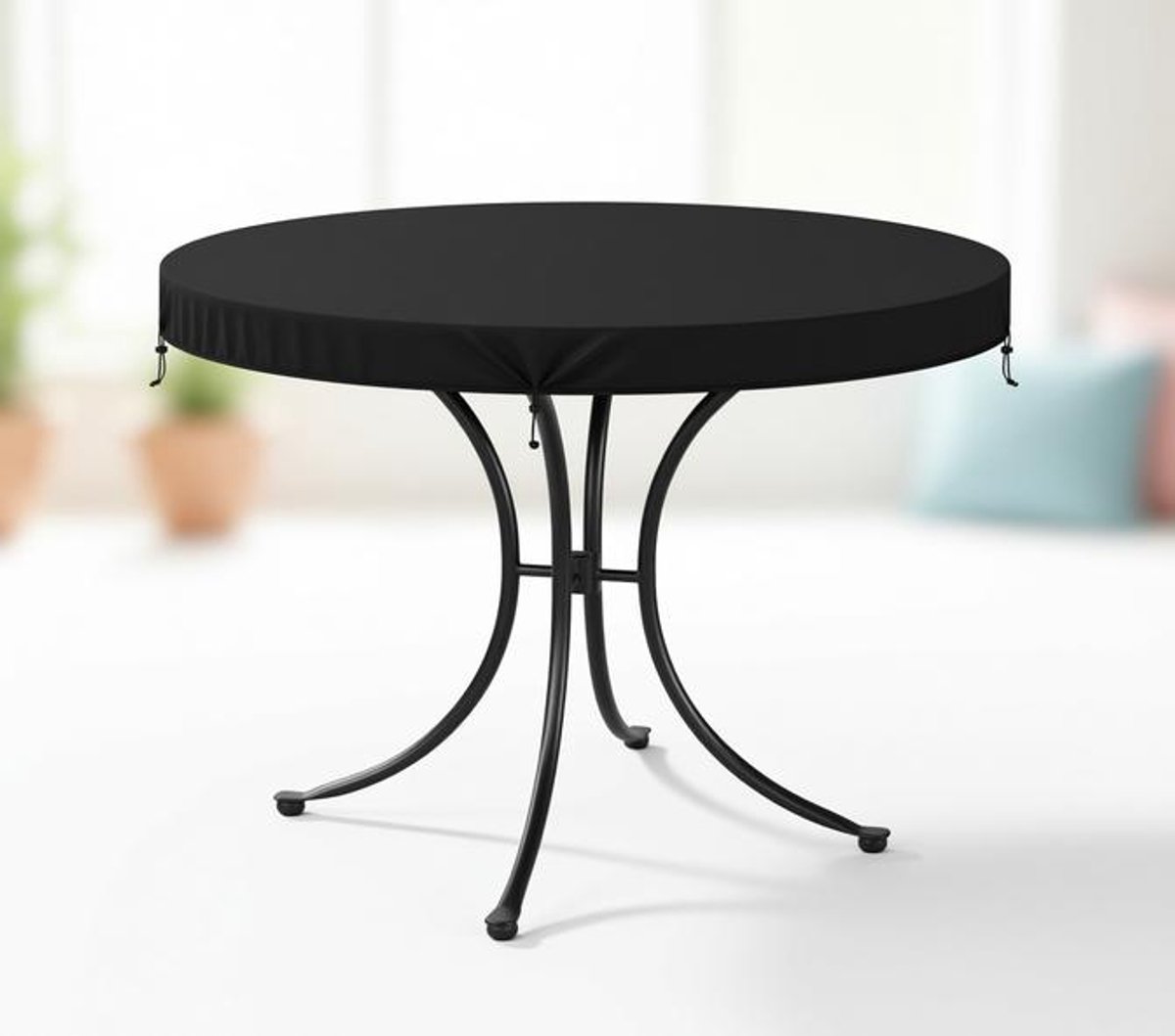 ElleMooi Waterdichte beschermhoes voor ronde tuintafel, 62 x 10 cm, Oxford stof, UV-bestendig, zwart