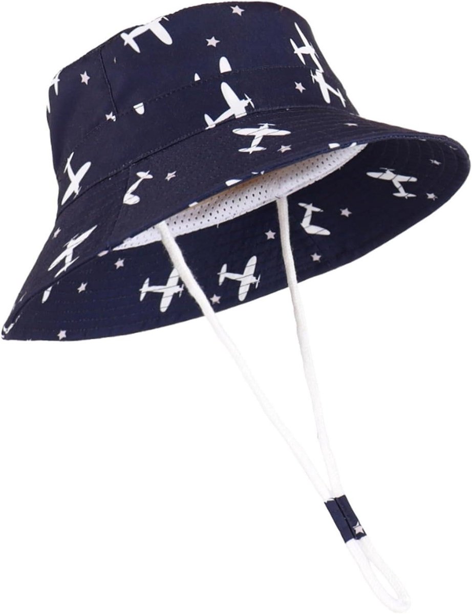Zonnehoed Kinderen - Zomerhoed Baby - Bescherming Tegen Zon - Verstelbaar & UV Bescherming - One Size - Blauw