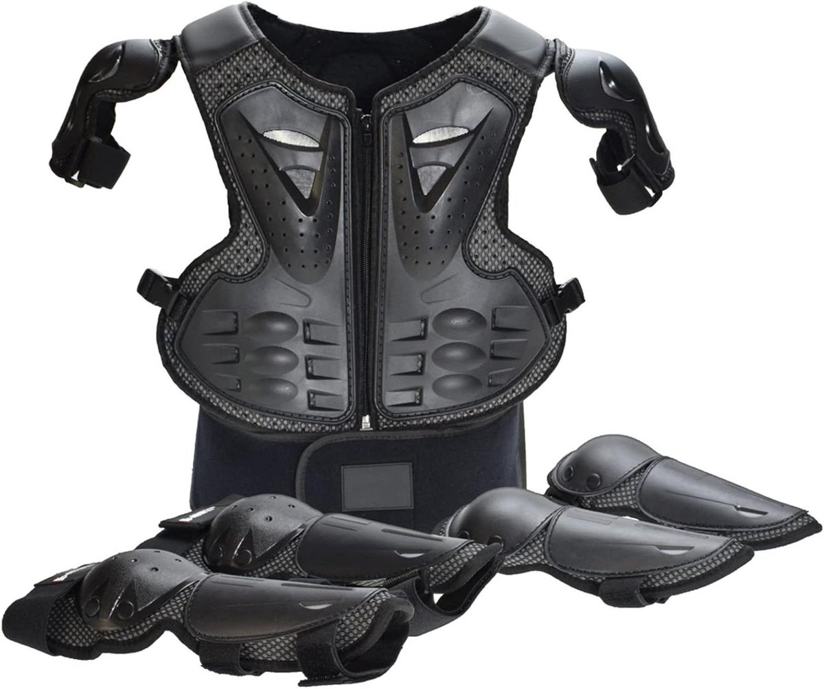 Beschermende Kleding Set - Motorpak Bescherming - Motorsport Veiligheid - Verstelbaar Ontwerp - Volledige Set - Zwart