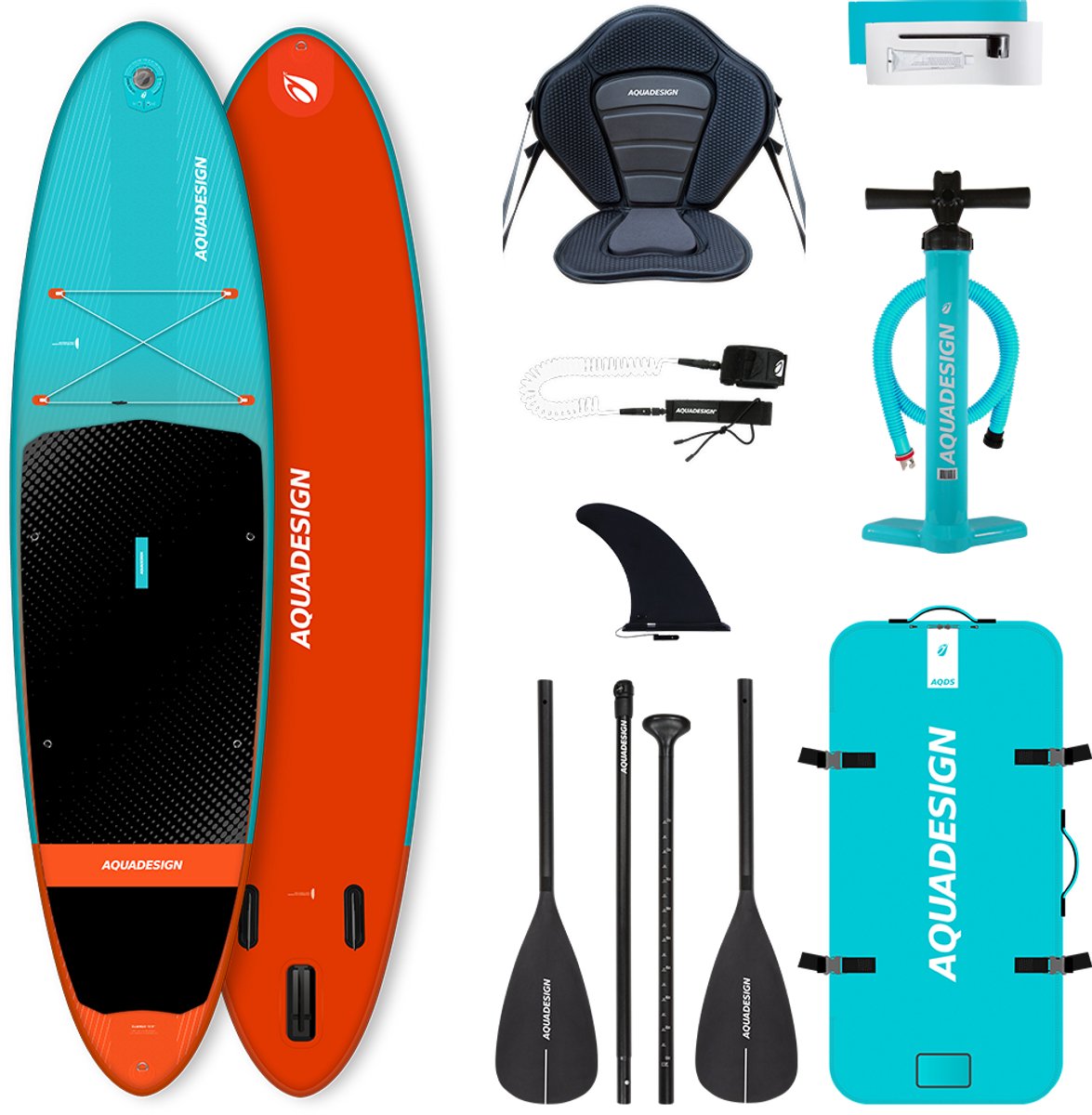 Django opblaasbaar SUP-kajakpack – paddleboard en kajakset – 10'7 x 32 inch – tot 140 kg – lichtgewicht en stabiel
