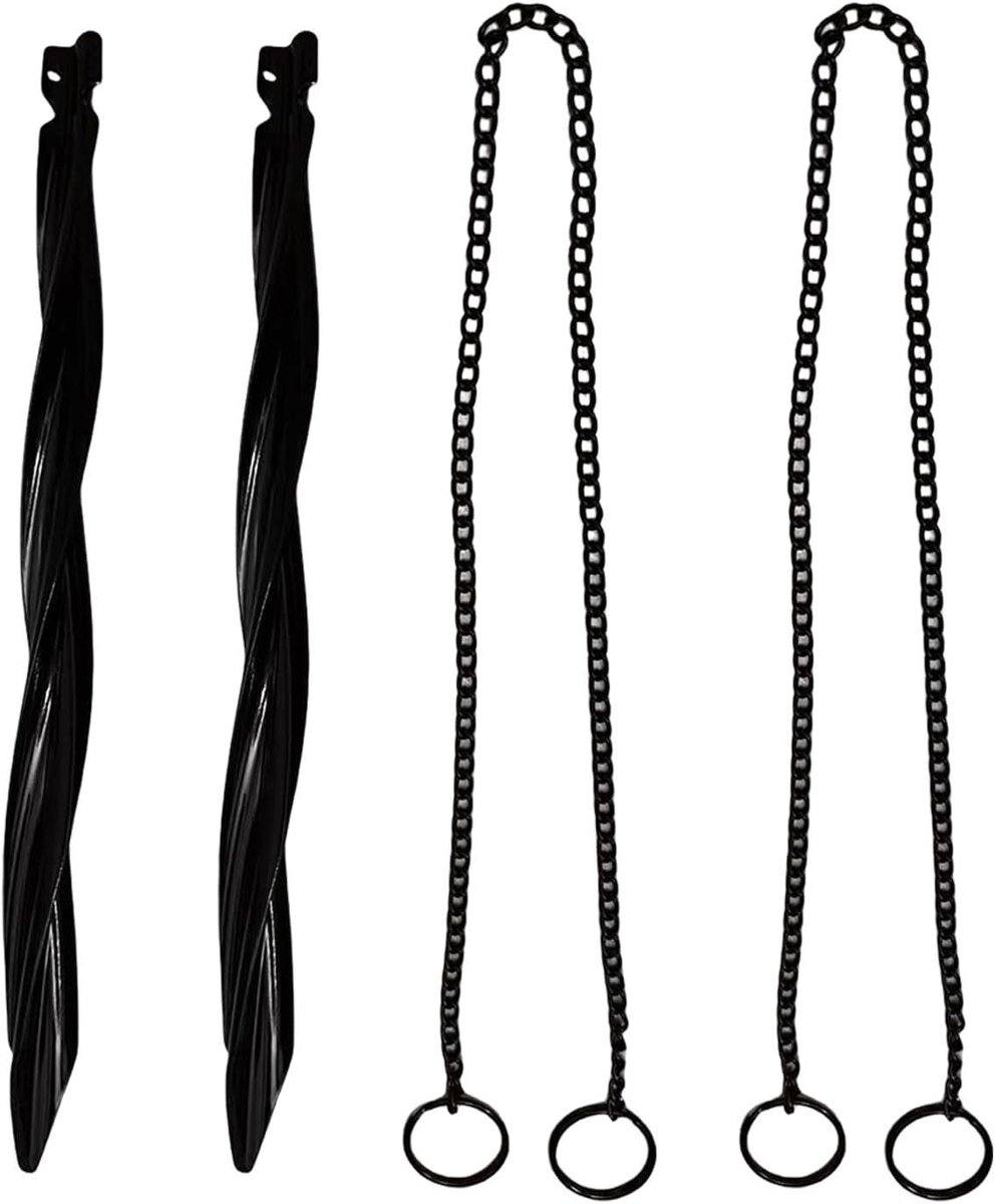 Regenketting Hek - Waterafvoer Paal - Tuin Waterbeheer - Robuuste Constructie - 2 Stuks - Zwart