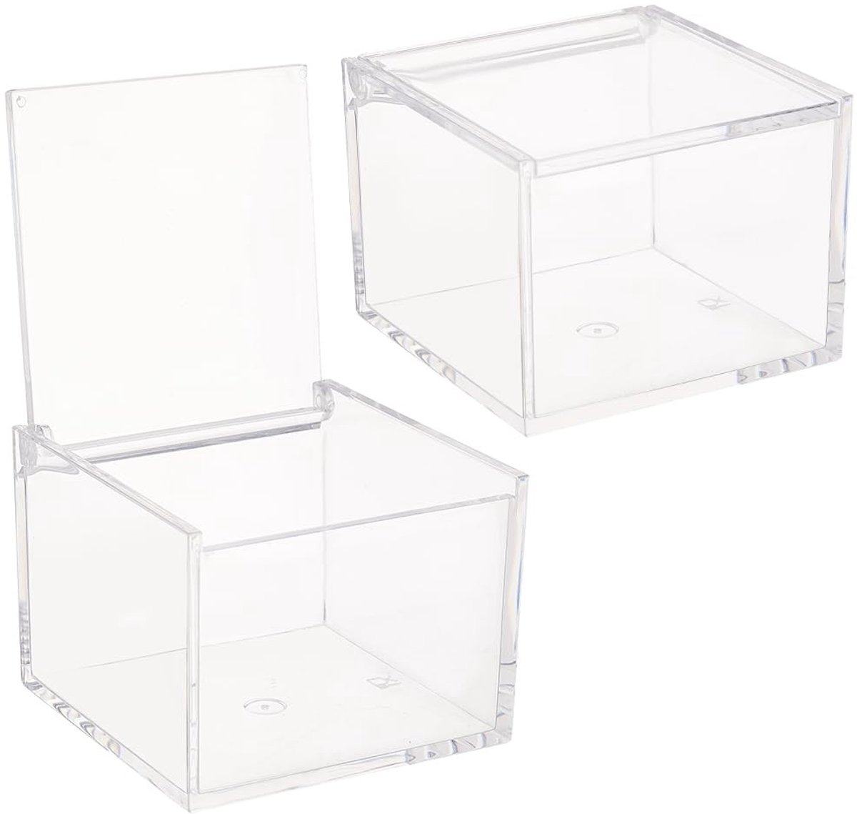 Dailygoods- Opbergdozen 2 Stuks - Acryl Doos met Deksel - 7,9x7,9x6cm - Sieraden/ kantoorbenodigdheden - Creatieve opslag - Ambachtelijke ervaring - Displaybox