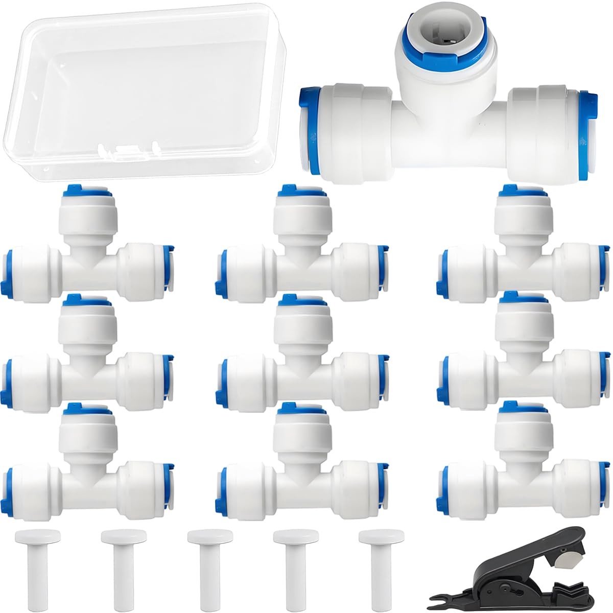 Dailygoods- T-stuk 10 Stuks - 3-Weg Koppeling - Waterafvoer - Omgekeerde Osmose Systemen - Lekvrij - Polypropyleen - Waterkoppeling