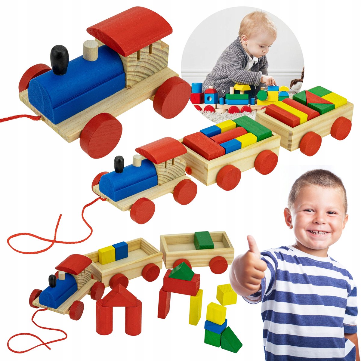 Houten Trein Sorter met Blokken - Educatief Speelgoed voor Kinderen
