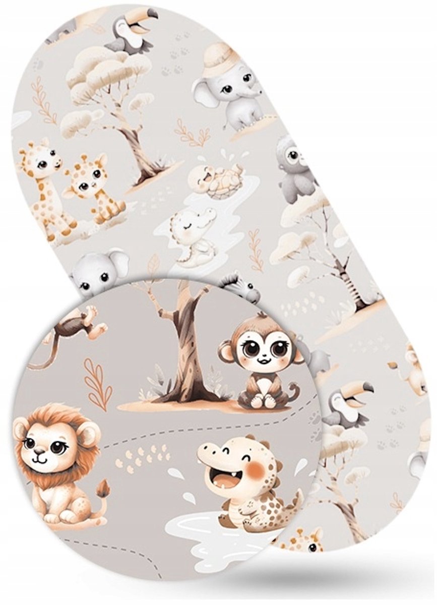 Babymam Kinderwagenbak Laken 38x80cm Katoen Jungle Avontuur Grijs