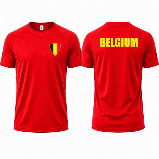 Landenteams België - WK 2026 - Voetbal Shirt - Maat 152 - Voetbaltenue - Voetbal Spullen - Dry Fit - Ademend - Mesh - Raglan Mouwen