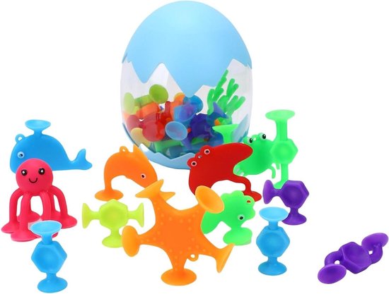 Badspeelgoed Set - Zuignap Speelgoed - Educatief Spelen - Sterke Zuignappen - 13 x 11 x 11 cm - Multicolor