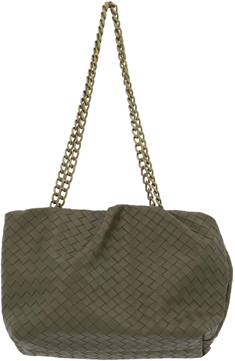 Zusss Gevlochten Tas Klein 100% PU Leer Light Mossgreen