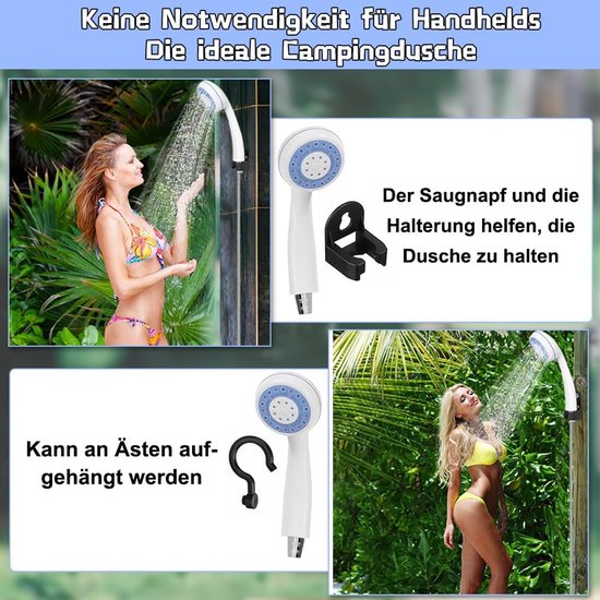 Camping Douche - Buitendouche - Tuindouche - Campingdouche met pomp - Draagbare Douche - met accu met douchekop en slang - Mobiele Douche - voor camping, reizen, tuin, autowassen van Merkloos — afbeelding 4