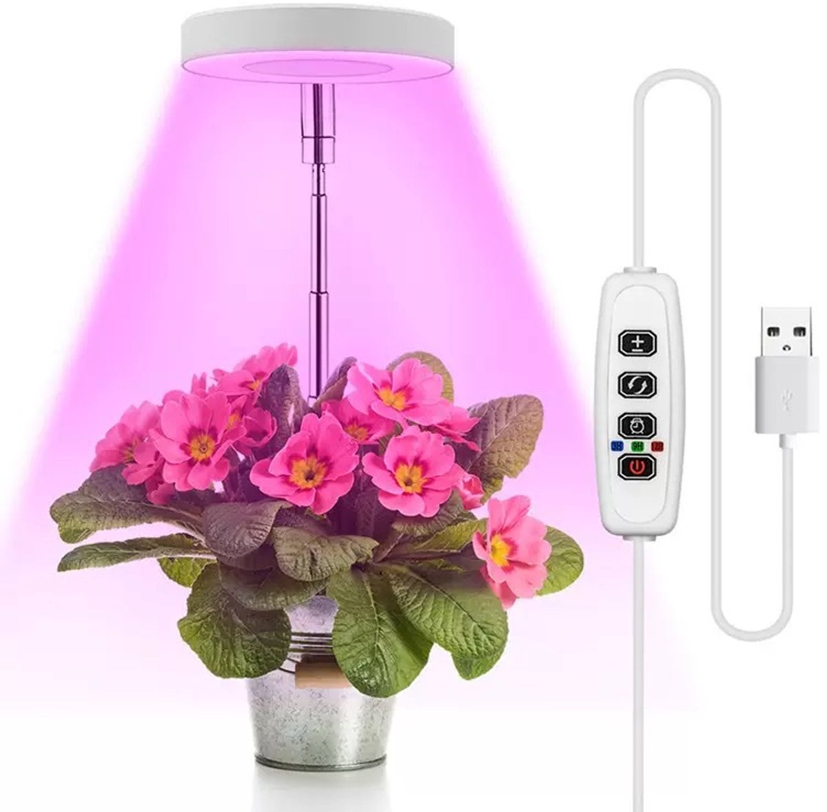 48 LED rood-blauw volspectrum groeilamp - verstelbare hoogte 60 cm - instelbare timer en helderheid voor alle kamerplanten