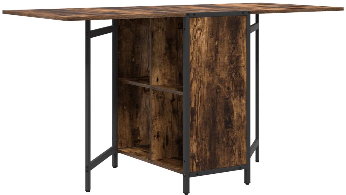 vidaXL - Eettafel - 144 - x - 60 - x - 75 - cm - Bewerkt - hout - Gerookt - eiken