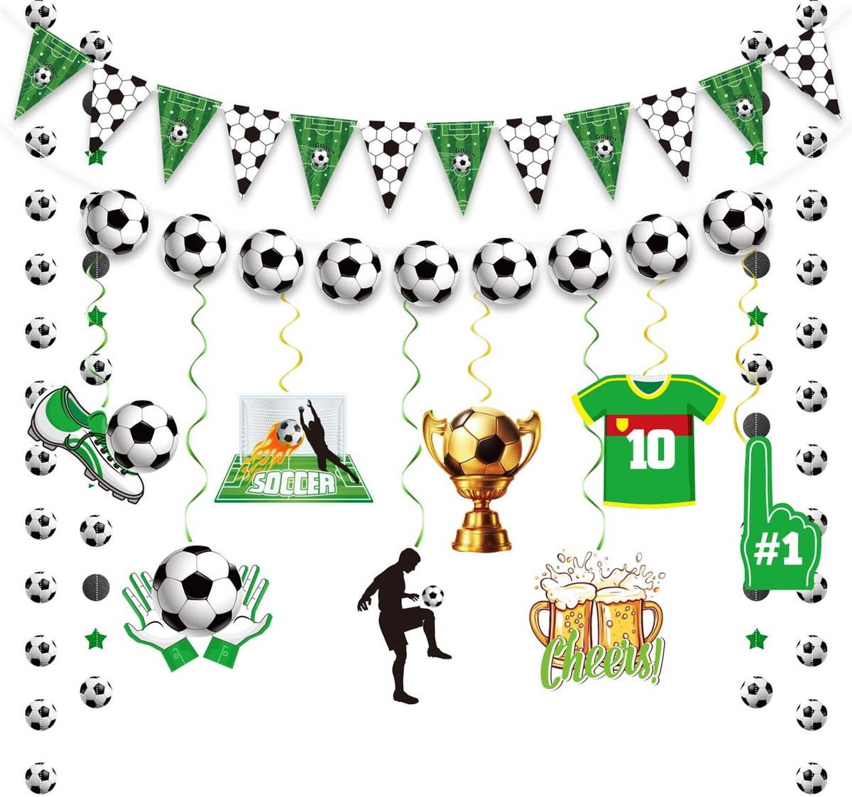Voetbalfeestdecoratieset - Compleet voor Verjaardagen en Sportevenementen