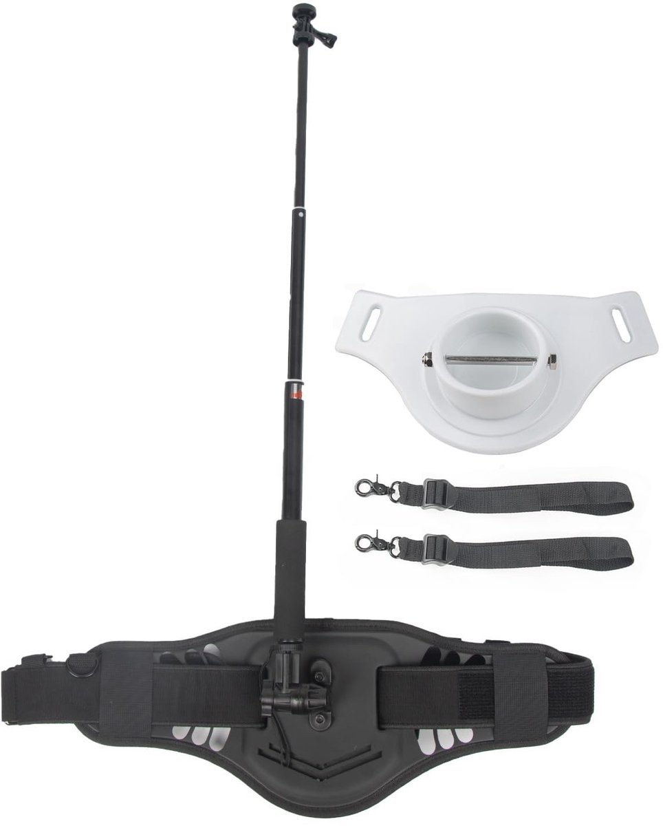 Allecto - Camera-heupriem - Selfiestick - Multifunctioneel - Zwart - Hengel - Geschikt voor GoPro en Insta360 - Handig voor outdoor gebruik