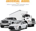 Een pick-up, sedan en vrachtwagen, universeel model, met tekst "UNIVERSAL MODEL".
