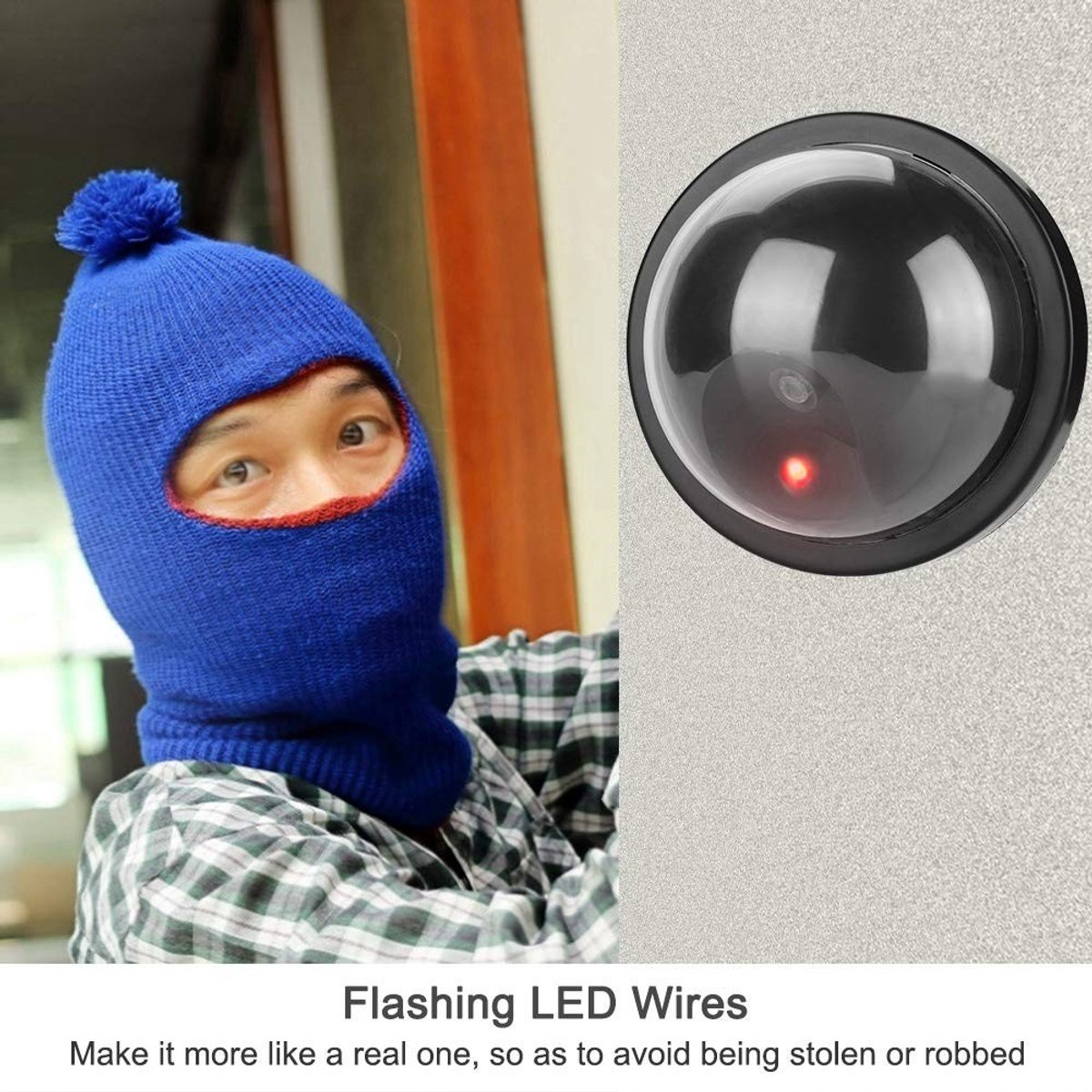 Allecto - Dummy CCTV Dome Camera - Beveiligingscamera met LED Licht - Binnen en Buiten gebruik - Effectieve beveiliging - Valse camera - Realistisc...