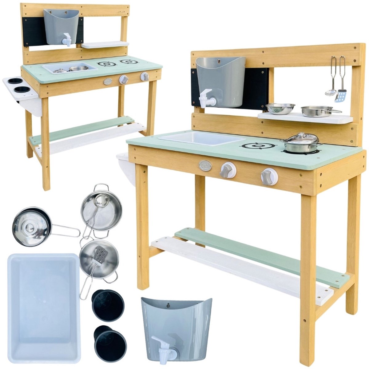 AXI Puck Zand & Water Speelkeuken Bruin/groen - Incl. 6-delige accessoire set - Modder Keuken — afbeelding 20