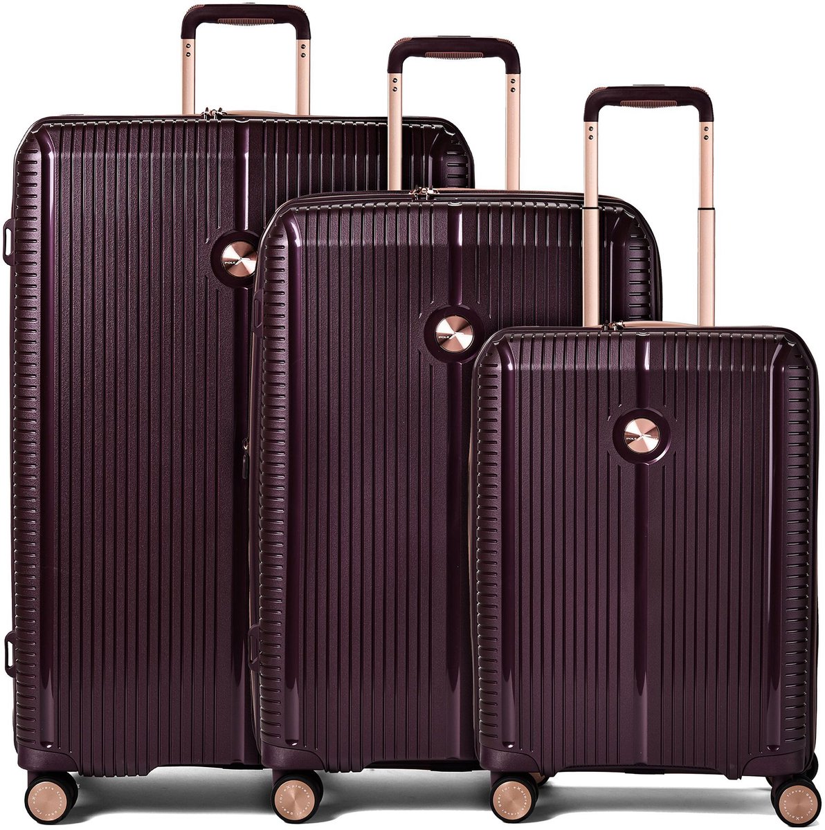 Polestream Paris 4 wielen Kofferset 3-delig met uitbreidingsplooi - Harde bagage - TSA slot - amethyst metallic