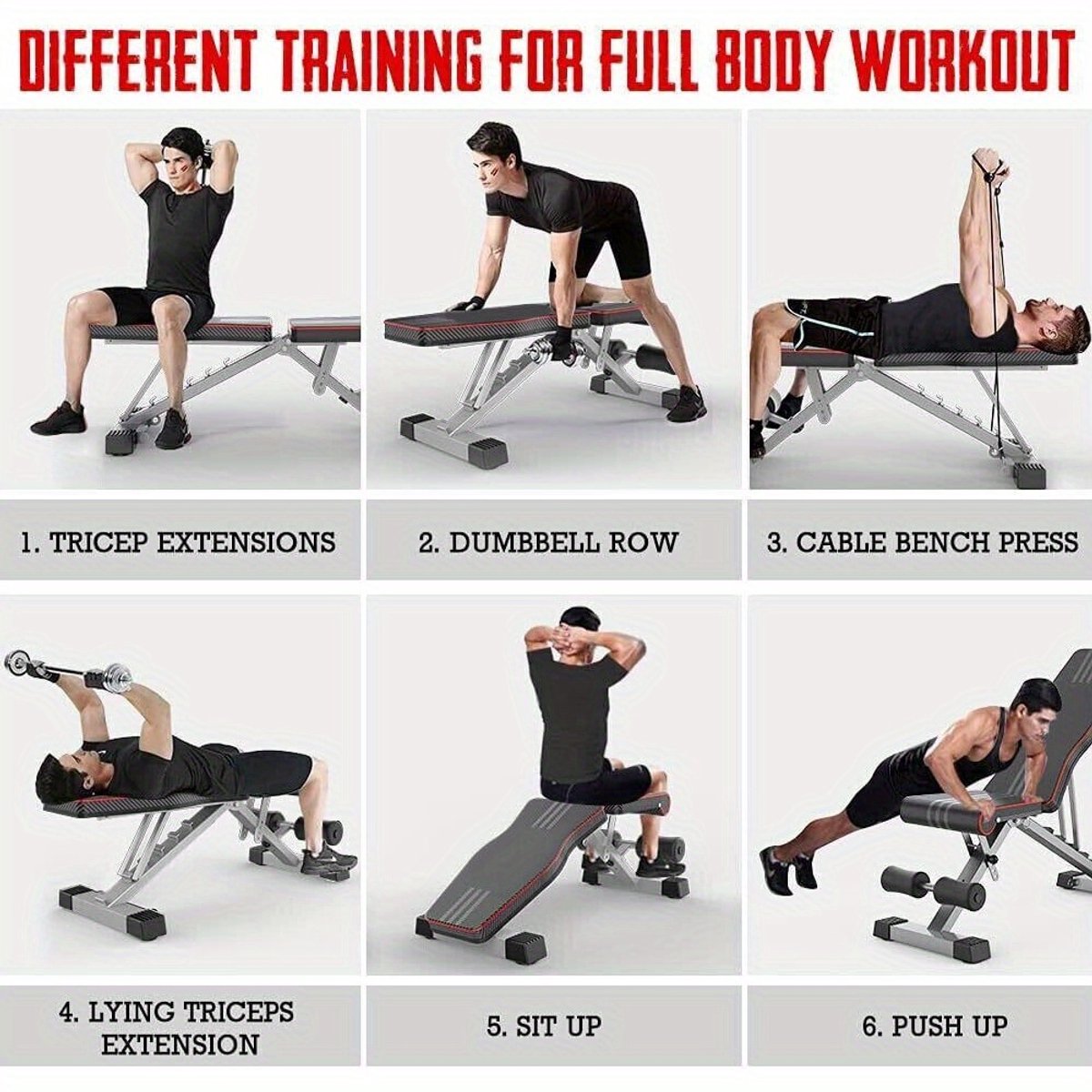 Dumbbell gewicht bench training afnemen fitness volledige lichaamssterkte workout gym – foto 5