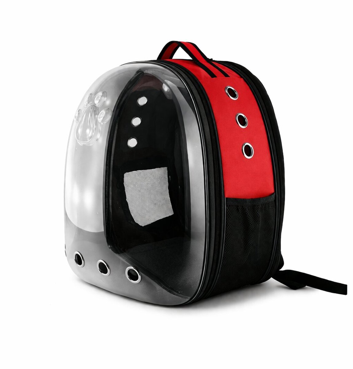 Worldstar Products © Katten Draagtas Rugzak Rood Transparante Katten Rugzak Met Ventilatie En Uitbreidbare Ruimte Reis Tas Voor Kat En Kleine Hond