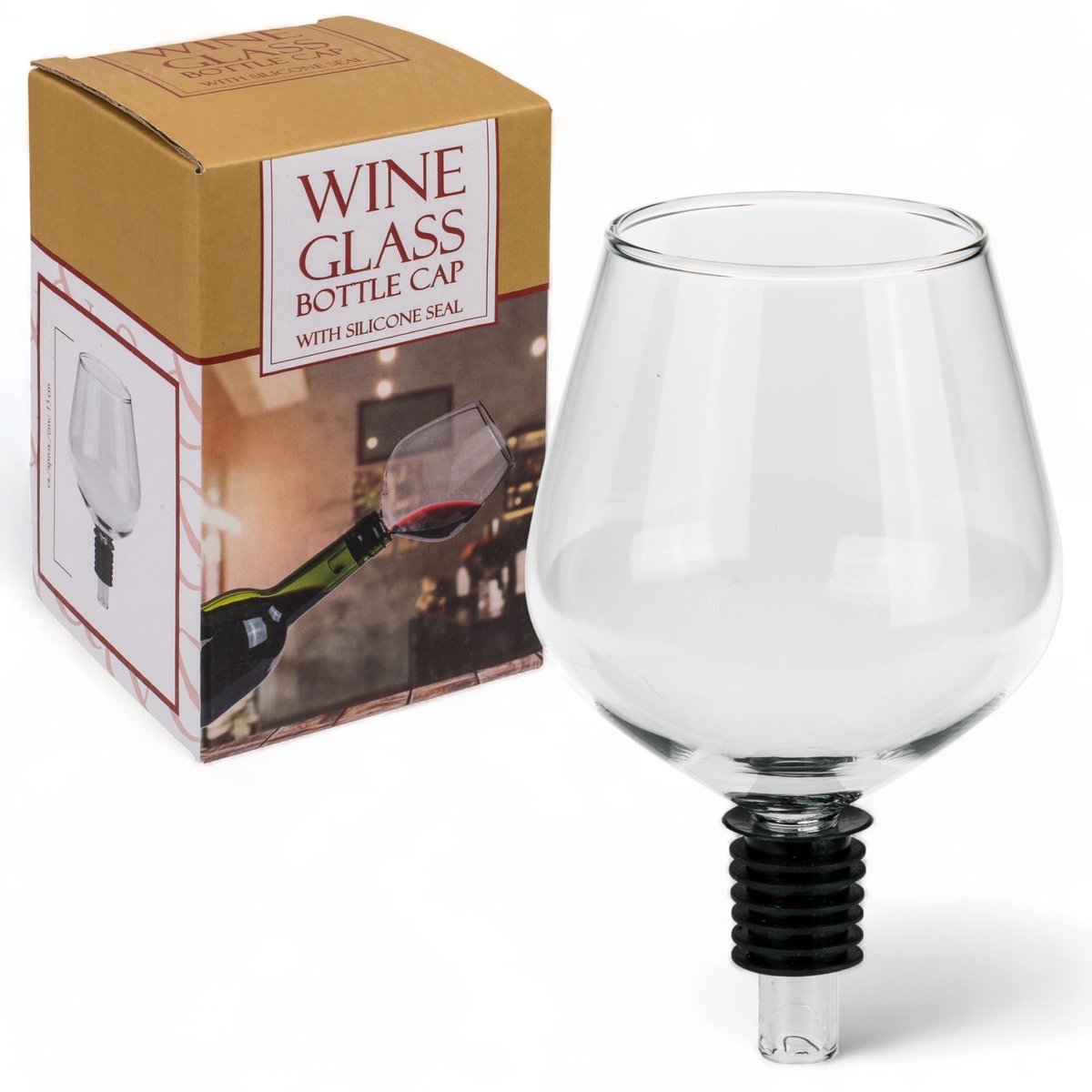 Allecto - Wijnglas - Glazen flessenopzetstuk - Praktisch en stijlvol - Ca. 13 x 9 cm - Originele wijnaccessoire - Geschikt voor feestjes - Volwassenen
