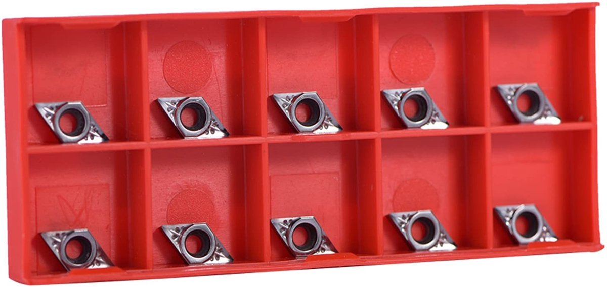 Allecto Carbide Tip Inserts - Draaibank Gereedschap - 10 Stuks - Snijden van Aluminium en Koper - DCGT070204-AK - Voor Non-ferro Metalen - Zi...