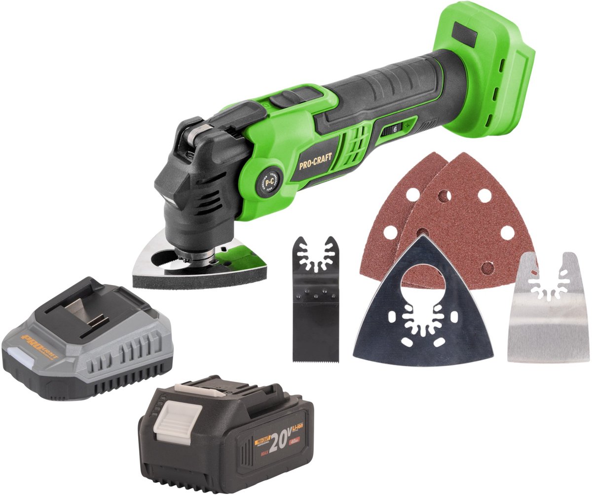 Procraft PMT22bb accu multifunctioneel gereedschap 20 V borstelloos + 1x accu 4,0 Ah + oplader