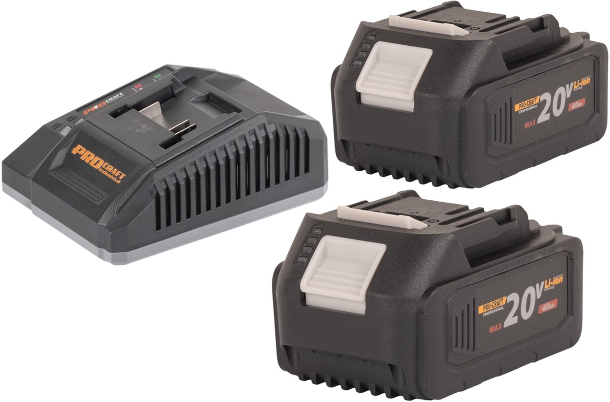 Procraft Starter Pack C20/6.5 snellader 20 V 6,5 A + 2x 20/4 accu 4,0 Ah
