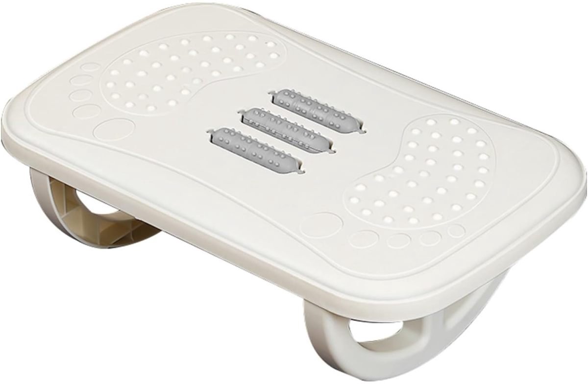 QTTVBTNA – 1 Stuk Voetenbankje - Voetensteun voor Bureau - Antislip Voetpedaal Ergonomisch Ontwerp - Comfort Accessoire voor Thuis,Kantoor - Ideaal voor Lange Reizen en Werkplek - Lichtgewicht Draagbaar en Duurzaam - Wit