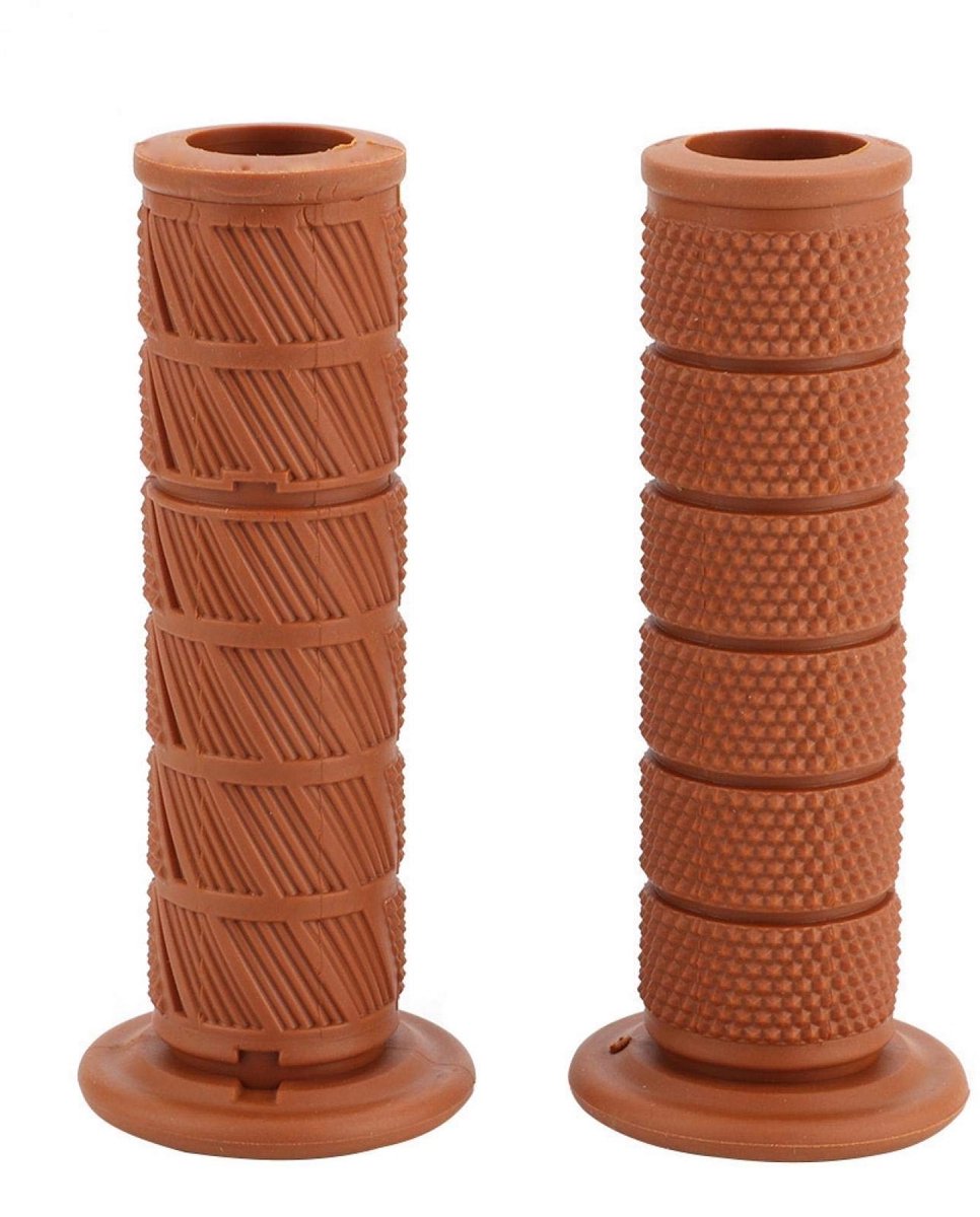 Allecto - Motorhandvat Bar Grips - Universele Handvatten - Vintage Stijl - Geel bruin - Hoogwaardige Grip - Geschikt voor 22mm Stuur - 2 Stuks