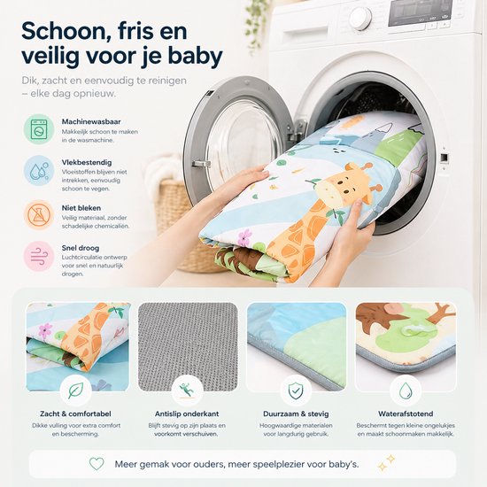 BOTC Babygym met Speelboog - Babyspeelmat 110x100 cm - Zacht Speelkleed met Hangend Speelgoed - Baby Gym 0-18 Maanden - Jungle van BOTC — afbeelding 2